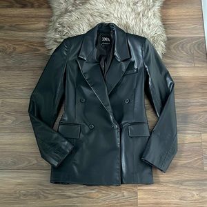 Zara Faux Leather Blazer